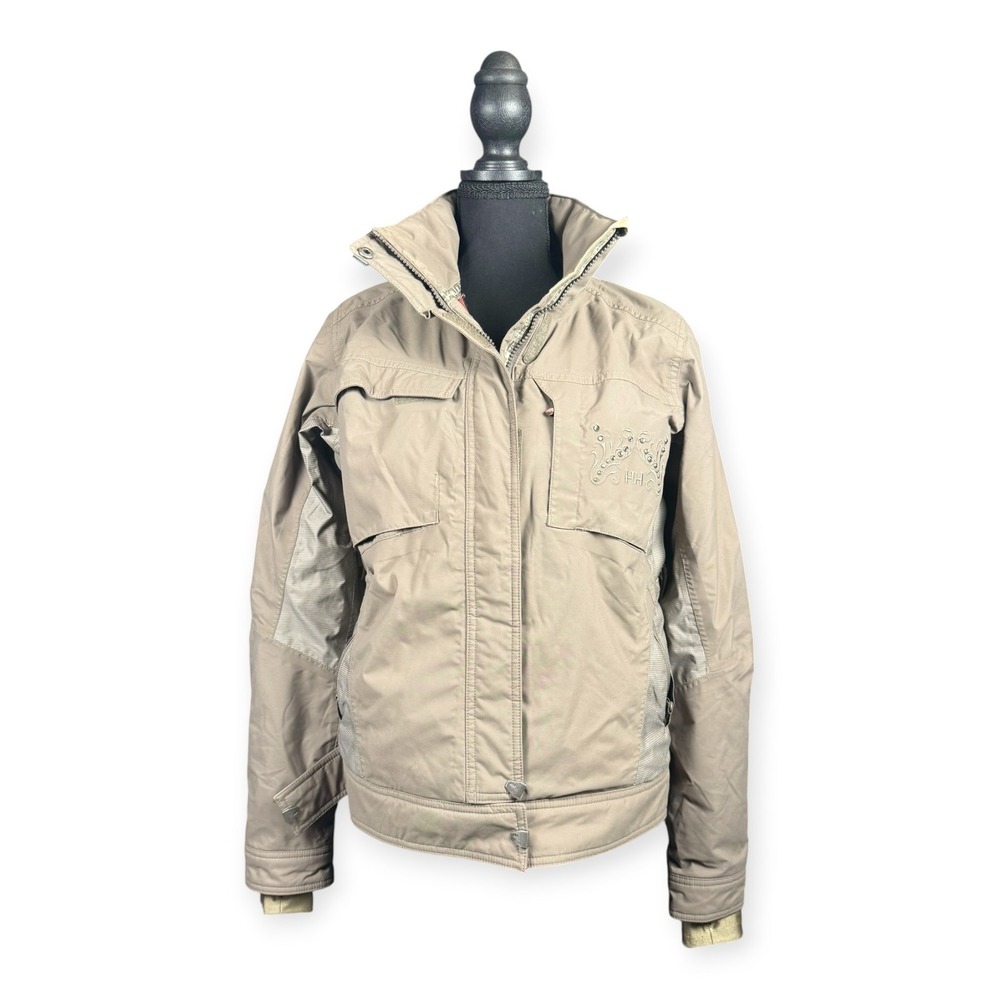 Helly Hansen Helly Tech Jacket Womens Small Olive Taupe Full Zip Outdoor Shell